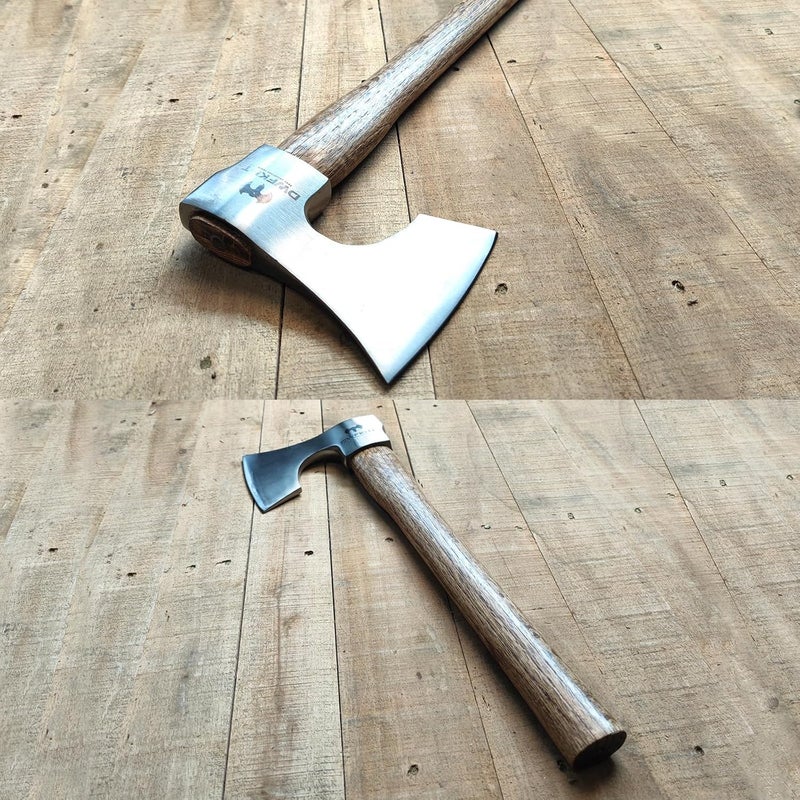 DWFKHT 16.5" Throwing Axe, Throwing Hatchet with 1065 High Carbon Steel & Beech Wood Handle, Perfect for Axe Throwing Games, Competition and Recreation, Ideal Gift for Men (Silver Gray) - Image 3